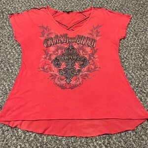 Crash & Burn Bling Fleur de Lis Top